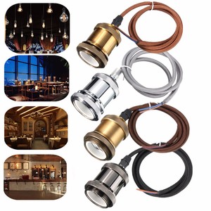 Support de lampe suspendue rétro vintage E27 E26, douille d'ampoule pour plafonnier avec câble en <span class=keywords><strong>tissu</strong></span> de 1 m, plaque de plafond 100*20 mm - Product Image 3