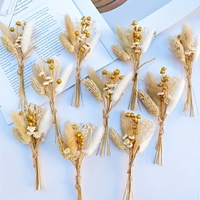 Lots de mini-bouquets de fleurs séchées naturelles dorées style bohème pour cadeaux de mariage, boîtes cadeaux, décoration de table pour fêtes à domicile