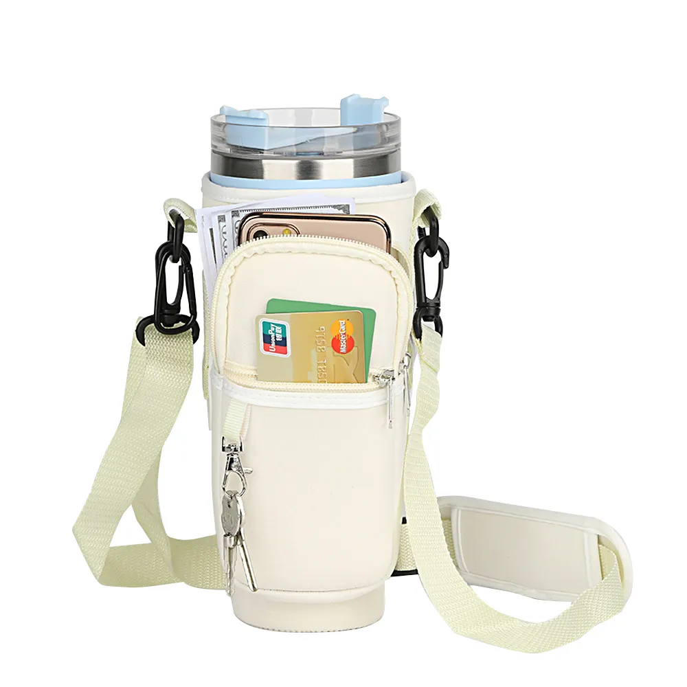 Adjustable Shoulder Strap Kids Insulated Cup Holder Water Bottle Pouch Sling Bag Crossbody Neoprene Bottle Cover Cooler Sleeve