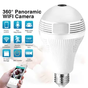 Full HD E27 Wireless 110-220V White Wifi Light Bulb 360 WiFi Cctv Security Camera一般的なファミリー屋内と屋外