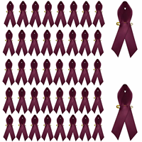 Ruban commémoratif en satin pré-noué personnalisable avec logo imprimé, ruban de sensibilisation au cancer du sein avec épingle de sécurité, ruban avec étiquette et épingle.
