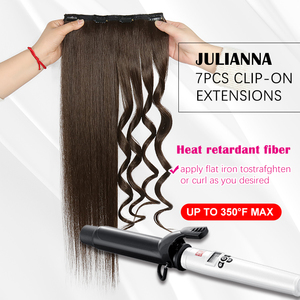 Extensions de cheveux synthétiques blondes à clips Julianna, très vendues, 24 pouces, 7 pièces, 16 clips, sans nœuds, résistantes à la chaleur, vente en gros - Product Image 5