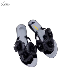 Summer Women's Slippers 2026 New 3D Flower Decorated <strong>Flip</strong>-<strong>flop</strong> <strong>Jelly</strong> Shoes Flat Beach Sandals Waterpoof PVC <strong>Flip</strong> <strong>Flops</strong> - Product Image 1