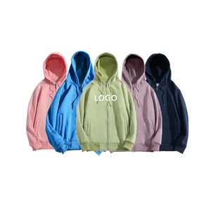 Sudaderas con capucha y cremallera de lana personalizadas para hombre, ropa de trabajo, uniforme de clase, sudaderas con capucha de calidad Haigh de Color sólido