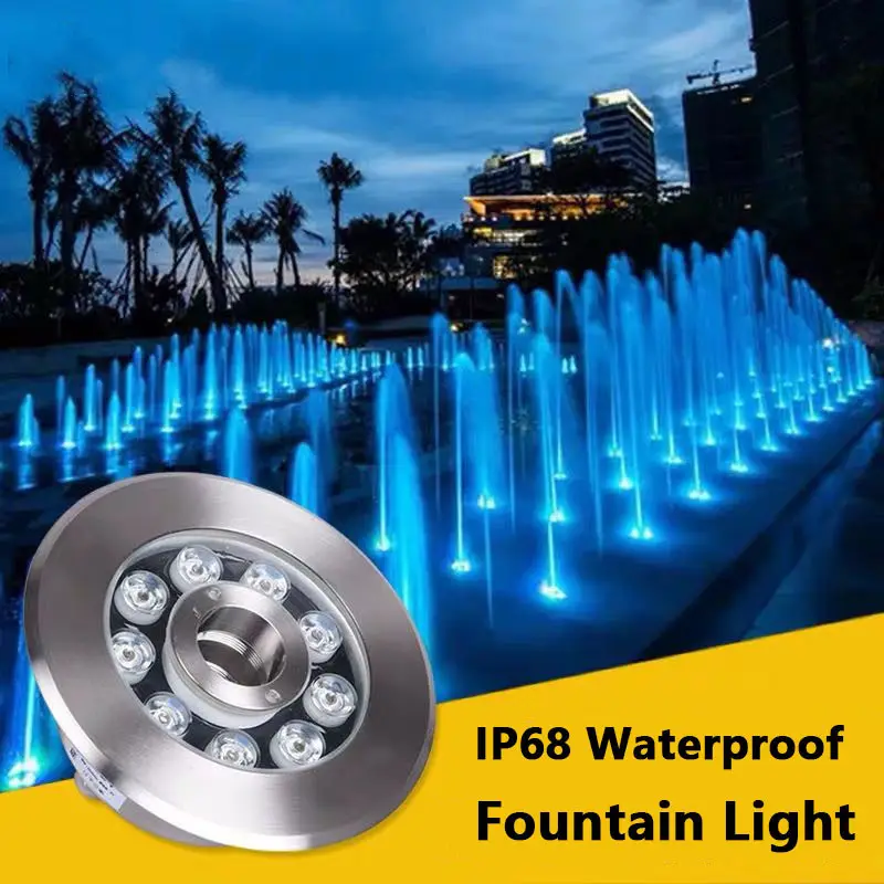 Stainless Steel LED Fountain Lights RGBW Colorful Outdoor Waterproof IP68 Underwater Lamps AC/DC 12V/24V Landscape Pool Lights