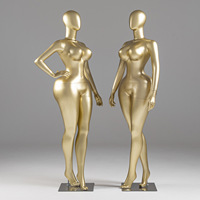 Mannequins de vitrine en fibre de verre pour vêtements féminins, modèles BBL, grandes tailles, corps entier, dorés, pour la vente
