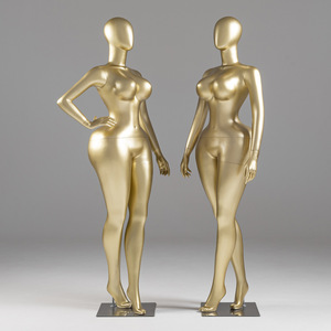 Mannequins de vitrine en fibre de verre pour vêtements féminins, modèles BBL, grandes tailles, corps entier, dorés, pour la vente - Product Image 2