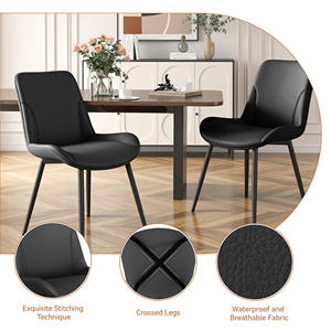 Modern Faux Leather Dining Chair Metal Legs Ergonomic <b>Backrest</b> Stitching Design for Dining Room Living Home Office Apartment - Product Image 2