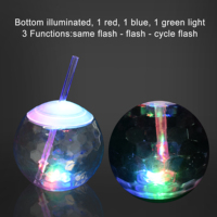 Gobelets LED Disco Ball pour enfants en plastique avec paille pour Halloween – Gobelets transparents pour fêtes, promotions et rassemblements en bar
