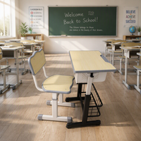 Bureau d'apprentissage à domicile pour étudiants, ensemble chaise et bureau d'étude pour enfants, ensemble table et chaise d'étude pour enfants, cadre métallique réglable en hauteur