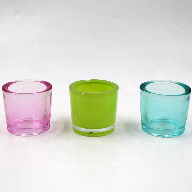 Bán Buôn Dày Tường Glass Tealight Chủ Glass Votives Với Màu Sắc Hoặc Màn Hình In Ấn