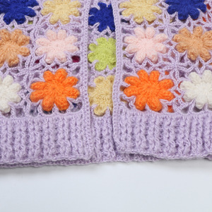 New 2024 Autumn Winter Fashion <strong>Cardigan</strong> Coats High Quality Ladies Allover <strong>Crochet</strong> Knitting Flower Patterns Purple <strong>Black</strong> <strong>Cardigan</strong> - Product Image 5
