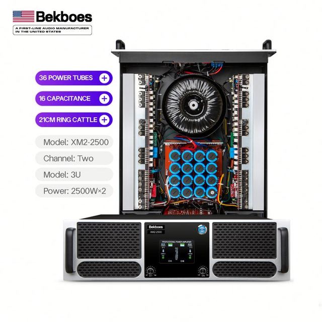 Bekboes Strong Power Amplifier XM--2500 Stage Amplifier 2channels 3U 2*2500W for Subwoofer Outdoor Activity