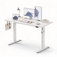 Bureau debout manuel avec manivelle et crochet latéral, réglable en hauteur, pour poste de travail informatique à domicile