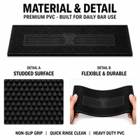 Tapis de barre en caoutchouc PVC souple écologique de haute qualité tapis de pub de bière en Silicone anti-dérapant professionnel Cocktails Logo personnalisé-Usine