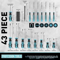 Juego de 43 Puntas de Destornillador de Precisión Profesional, Acero S2, Magnético, con Estuche Resistente para Reparación de Automóviles y Electrónica