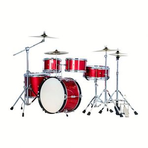 Kit de Batería de 5 Tambores + 4 Platillos <span class=keywords><strong>con</strong></span> Soporte y Pedales, Batería de Metal para Jazz y Rock, Venta al por Mayor OEM para Principiantes, Niños, Estudio, Escenario y Práctica - Product Image 1