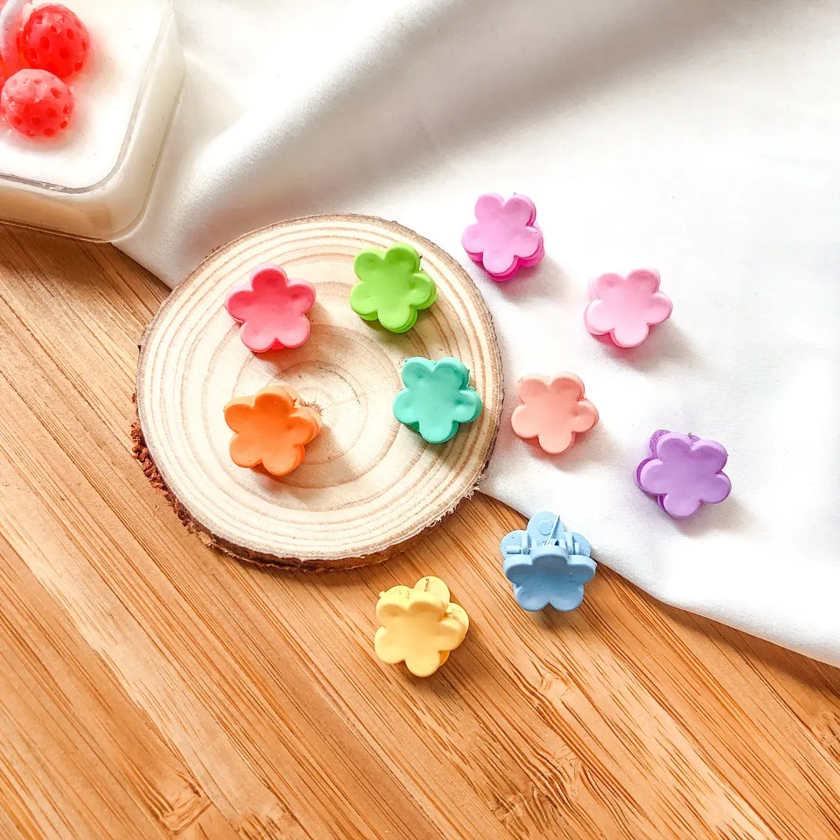 Pacco di 10 carte per bambini coreani piccola pinza Macaron colore ventaglio fiore per capelli fascinator per capelli afferrare frangia pinza clip