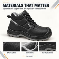 Bottes de sécurité personnalisées S1P EN ISO 20345 en cuir croûte, chaussures de travail montantes avec doublure en maille, bande réfléchissante et double semelle en PU – Vente en gros