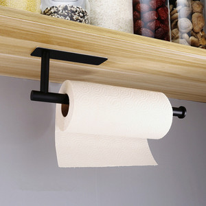 Porte-rouleau de papier toilette sans perçage, design minimaliste en acier inoxydable, or et noir, support mural pour salle de bain - Product Image 1