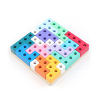2024 baru 3D blok kayu pola blok bentuk geometris teka-teki klasik awal pendidikan permainan warna-warni Puzzle