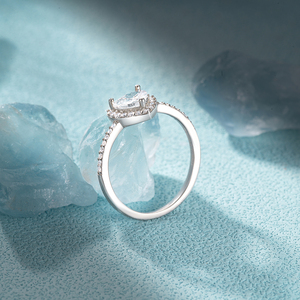 Bagues de fiançailles classiques en argent sterling 925 avec CZ blanc 5A taillé en cœur CANNER pour femmes, pour mariage et fêtes - Product Image 6