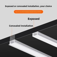 Luminaire linéaire LED moderne en alliage d'aluminium en forme de U, encastré au plafond, à clipser, étanche à l'humidité