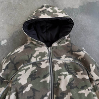 Veste bomber réversible pour homme, de haute qualité, avec fermeture éclair camouflage, logo personnalisé, impression DTG sur toute la surface, streetwear