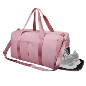 BSCI Factory Wholesale Travel Womens Pink Duffle Bag for Men Travel with Shoe Compartment