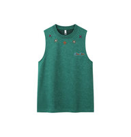 Nouveau débardeur décontracté pour homme 2026, 250G, 100% coton tricoté, effet délavé, motif lettres brodé, sensation de fraîcheur glacée aux épaules