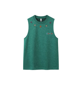 Camiseta sin mangas de punto 100% algodón de 250G para hombre, nueva colección 2026, con efecto lavado a la arena, bordada, tacto frío, hombros caídos, manga corta, estilo casual y holgado. - Product Image 5