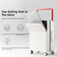 Valise à roulettes large ouverte sur le devant OEM ODM avec porte-gobelet et roues silencieuses en PC