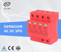 Dispositif de protection contre les surtensions triphasé CE certifié 385V 20kA-40kA 4P T1/T2 AC SPD EN61643-11 pour la protection contre la foudre des systèmes solaires