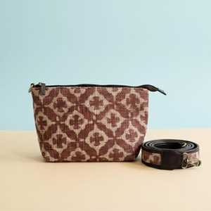 Hand Block Print Jute Sling Bag Wholesale Geometric Boho <b>Shoulder</b> Purse Detachable <b>Strap</b> Clutch Export India - Product Image 6