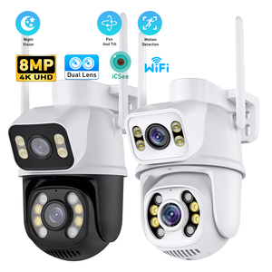 Caméra PTZ WiFi extérieure A28 8MP 4K à double objectif, vision nocturne couleur, inclinaison et rotation, ICsee pour la sécurité domestique - Product Image 1
