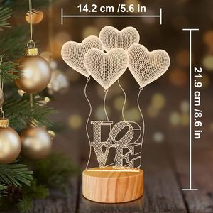Te amo regalos 3D ilusión luz de noche dormitorio romántico luz de noche colores cálidos madera cumpleaños San Valentín regalo creativo - Product Image 5