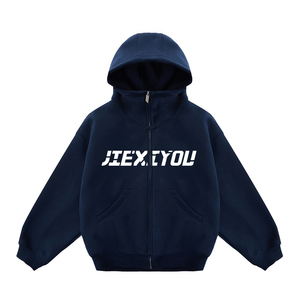 卸売り400gsmフリースフルダブルジップドローストリングOemジッパーHoddieブラックジップアップパーカーメンズレディースパーカー & スウェットシャツ - Product Image 3