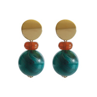 Boucles d'oreilles pendantes vintage colorées en résine pour femmes, géométriques, perlées, style statement, bijoux de mode, vente en gros