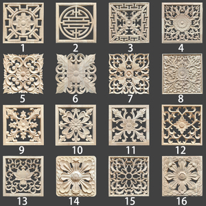 Adornos Decorativos Cuadrados <span class=keywords><strong>de</strong></span> Madera Tallada, Diseño Contemporáneo Ecológico, <span class=keywords><strong>Superficie</strong></span> sin Acabado para Decoración del Hogar - Product Image 2