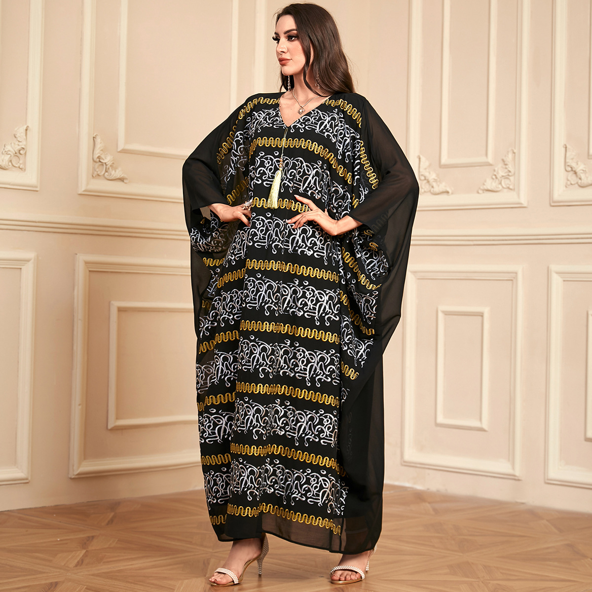 dress black and gold muslimah Gold Muslim Feather Celebrity Dress Shiny Crystals Plus Size Wedding Guest Gown For Black Girl