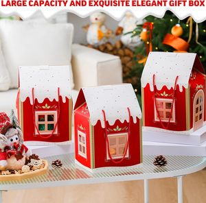 Grandi Scatole Regalo Natalizie a Forma di Casetta del Paese delle Meraviglie con Manico - Product Image 1