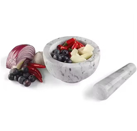 Mortier et pilon en marbre blanc 14,8*7cm pour épices et herbes – Ustensile de cuisine