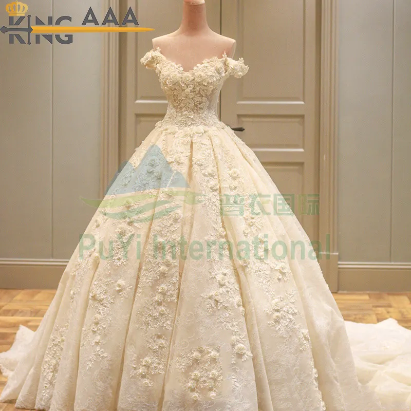 Fashion gaun pengantin putih wanita gaun pengantin pakaian bekas grosir gaun tangan kedua pakaian