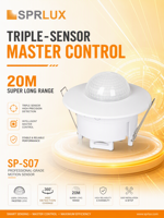 Sensor de Movimiento PIR de Techo de Alta Sensibilidad y Largo Alcance, 360 Grados, Amplificador Infrarrojo, IP20 Impermeable, 220-240V CA
