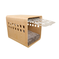 Cage pour chien en bois de qualité supérieure, porte en métal blanc, niche naturelle avec une excellente circulation d'air, design sans couture, double usage comme cage pour chien