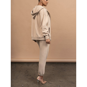 Ensemble de survêtement unisexe personnalisé avec logo, haute qualité, deux pièces, sweat à capuche zippé et pantalon de survêtement pour femmes et hommes - Product Image 3