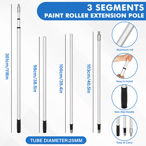 Cửa Sổ Làm Sạch Kit 2-Trong-1 Chenille Vải Cao Su <span class=keywords><strong>Scraper</strong></span> Squeegee Với Dài Xử Lý Twist Khóa Kính Thiên Văn Nhôm Rod - Product Image 6