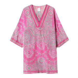 Camicia da spiaggia a maniche medie stile Mandala 88x54 cm con scollo a V, copricostume - Product Image 2