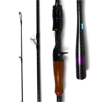 Canne à pêche en eau salée Lingrui2 2,13 m 2,44 m en fibre de carbone avec poignée en bois et guides Fuji pour la pêche à la truite, au cabillaud, à la perche, au steelhead et à la carpe