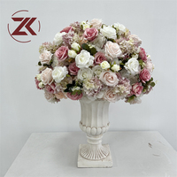 Boule de fleurs artificielles rose poudré personnalisée ZKAI, centre de table de mariage, mélange de roses en soie et d'hortensias pour événements